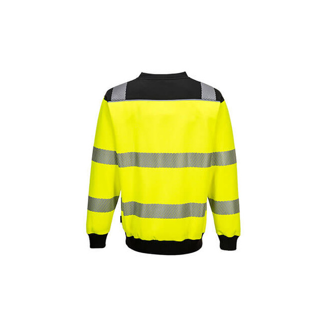 Sweat col rond PW3 haute visibilité Jaune et Noir - Portwest
