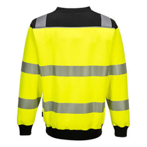 Sweat col rond PW3 haute visibilité Jaune et Noir - Portwest