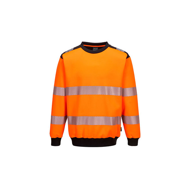 Sweat col rond PW3 haute visibilité Orange et Noir - Portwest