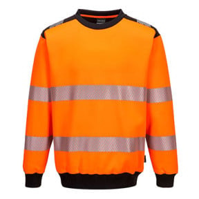 Sweat col rond PW3 haute visibilité Orange et Noir - Portwest