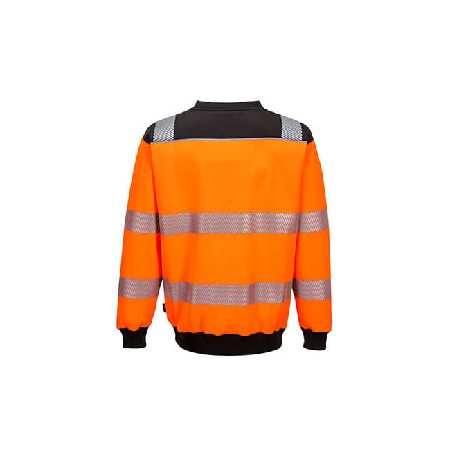 Sweat col rond PW3 haute visibilité Orange et Noir - Portwest