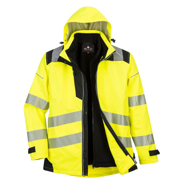 Parka PW3 3 w 1 wysoka widoczność Żółty Czarny - Portwest