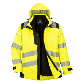 Parka PW3 3 en 1 haute visibilité Jaune Noir - Portwest 