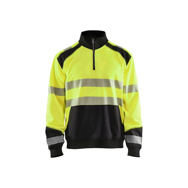 Sweat col camionneur haute-visibilité Jaune fluo/Noir - Blaklader