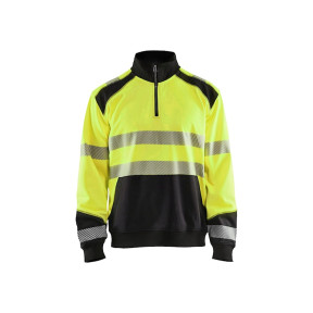 Sweat col camionneur haute-visibilité Jaune fluo/Noir - Blaklader