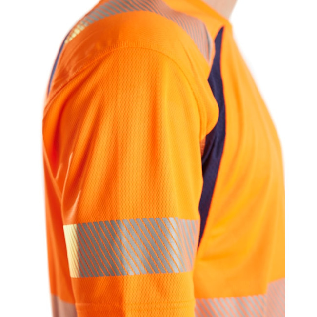 UV-Schutz-T-Shirt Warnschutz Neonorange/Marine - Blaklader