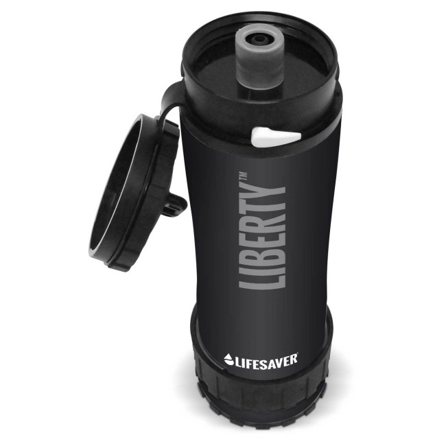 Liberty Flasche mit Wasserreiniger Schwarz - LifeSaver