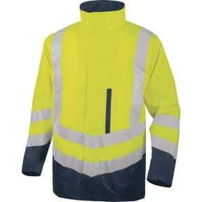 PARKA 4 W 1 WYSOKA WIDOCZNOŚĆ POLIESTER OXFORD POWLEKANY PU Żółty fluorescencyjny/Granatowy - DELTA PLUS