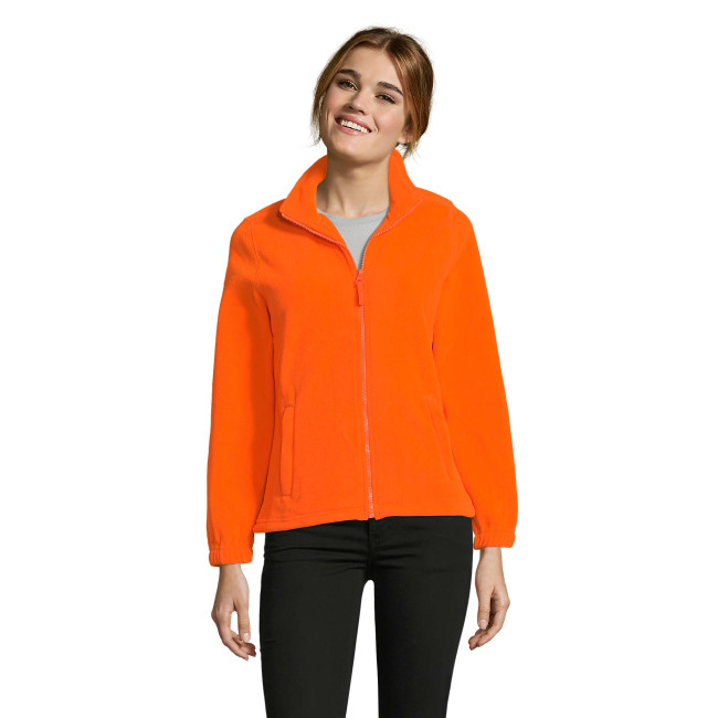 Damen-Microfleecejacke North mit Reißverschluss neonorange - Sol's