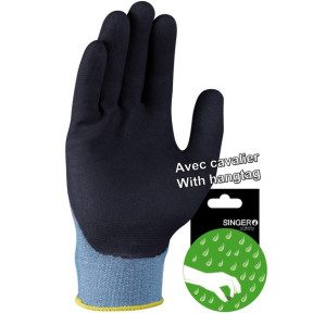 Nitrilschaum-Handschuhe ohne Noppen Gauge 15 Grau/Schwarz - Singer Safety