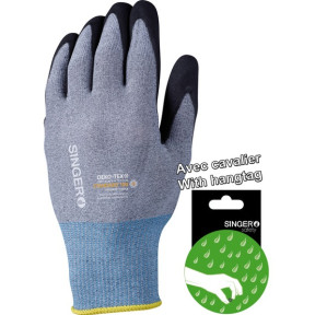 Gants nitrile mousse sans picots jauge 15 Gris/Noir - Singer Safety