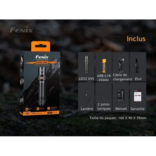Lampe de désinfection LD32 UVC 1200 lumens - Fenix