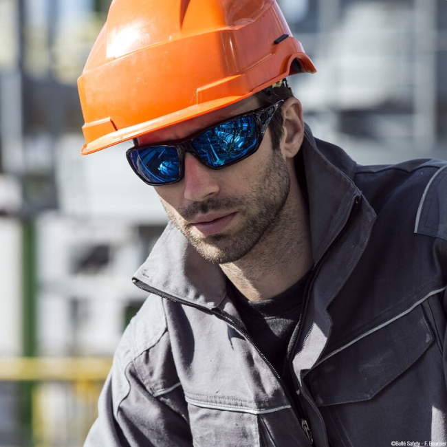 Polarisierte Schutzbrille mit blauer Verspiegelung HUSTLER - Bollé Safety