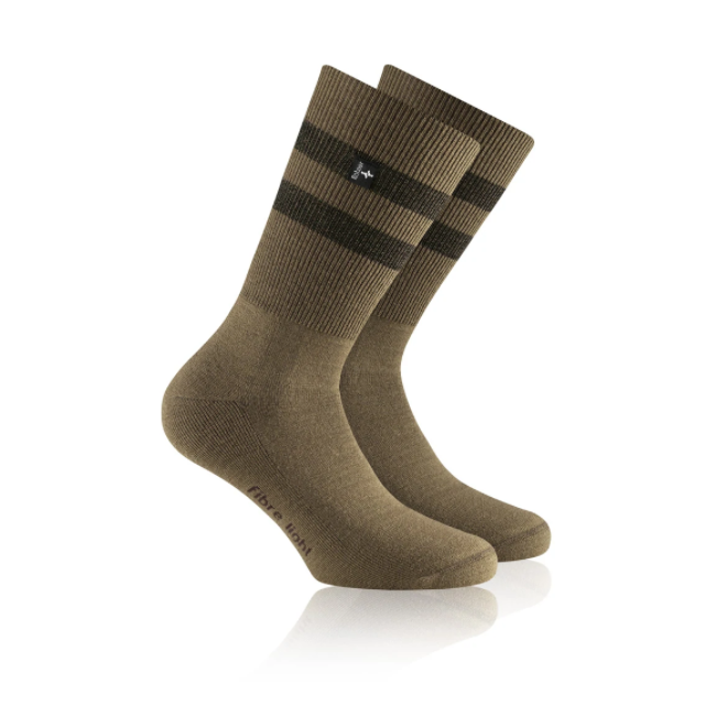 Chaussettes fibre light super kaki à rayures - Rohner