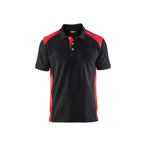 Polo Piqué Noir/Rouge - Blaklader