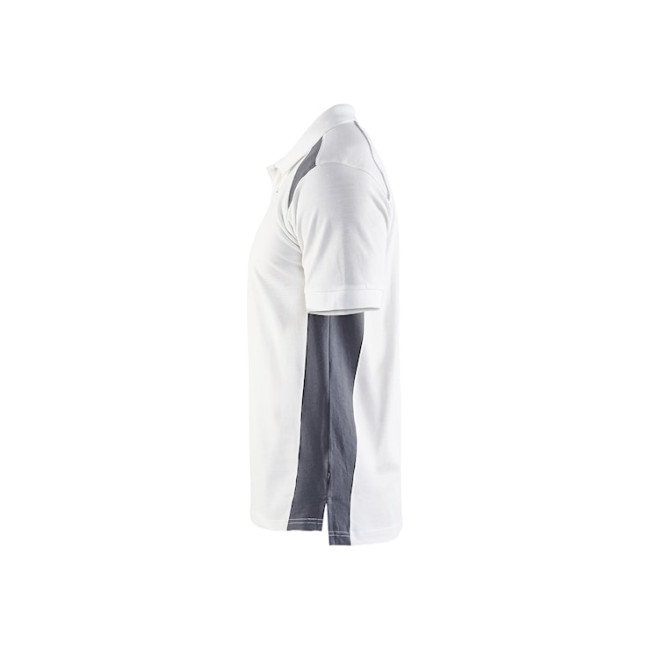Polo Piqué Blanc/Gris clair - Blaklader