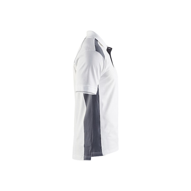 Polo Piqué Blanc/Gris clair - Blaklader
