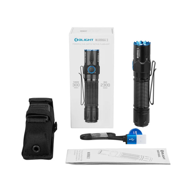 Lampe Tactique à double Interrupteur 2300 Lumens Warrior 3 noir - Olight