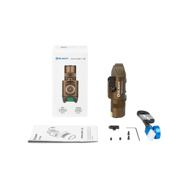 Tactische zaklamp Baldr Pro R met groene laser 1350 lumen tan - Olight