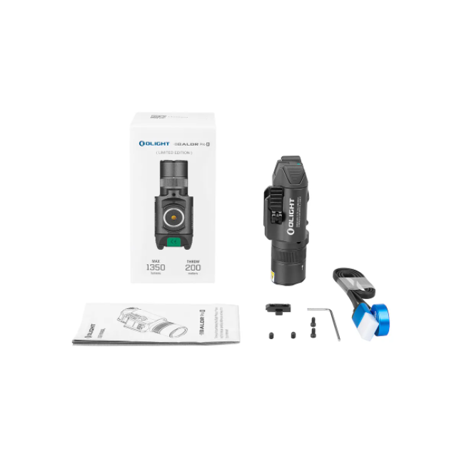 Taktische Lampe Baldr Pro R mit grünem Laser 1350 Lumen metallisches Grau - Olight