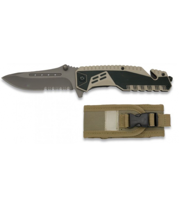 Couteau pliant de survie avec coupe-ceinture et brise-vitre K25