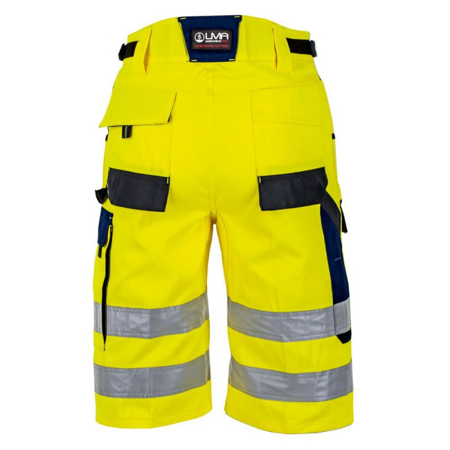 Warnschutz-Bermudas Authentic Bougie Neongelb/Marine - LMA
