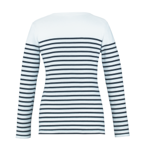 Tee-shirt femme manches longues Ancre Blanc rayé marine - Robur