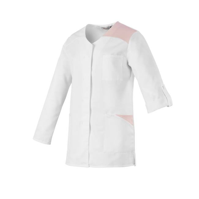 Damen Langarmtunika Flavie Weiß und Rosa - Robur