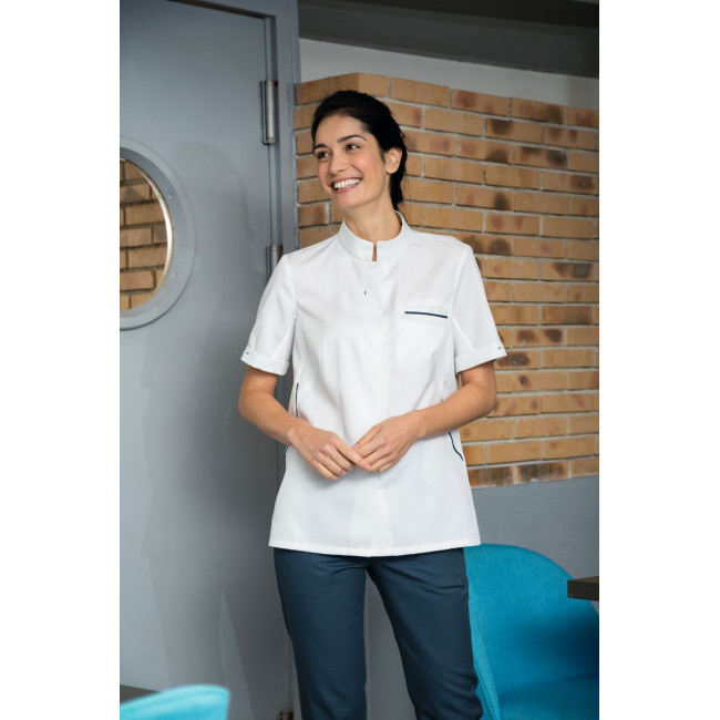 Veste femme manches courtes Escale Blanc et bleu - Robur