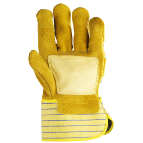 Docker handschoenen splitleder kalf geel, palm versterking nerf - COVERGUARD