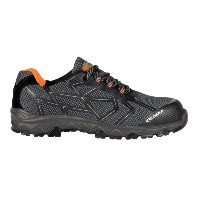 CHAUSSURE NYLON GRIS-NOIR/TISSU ORANGE/SEMELLE ANT.APT CYCLETTE BLACK S1 P SRC - COFRA