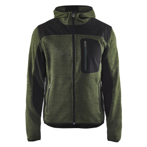 Veste tricotée à capuche Vert armée/Noir - Blaklader