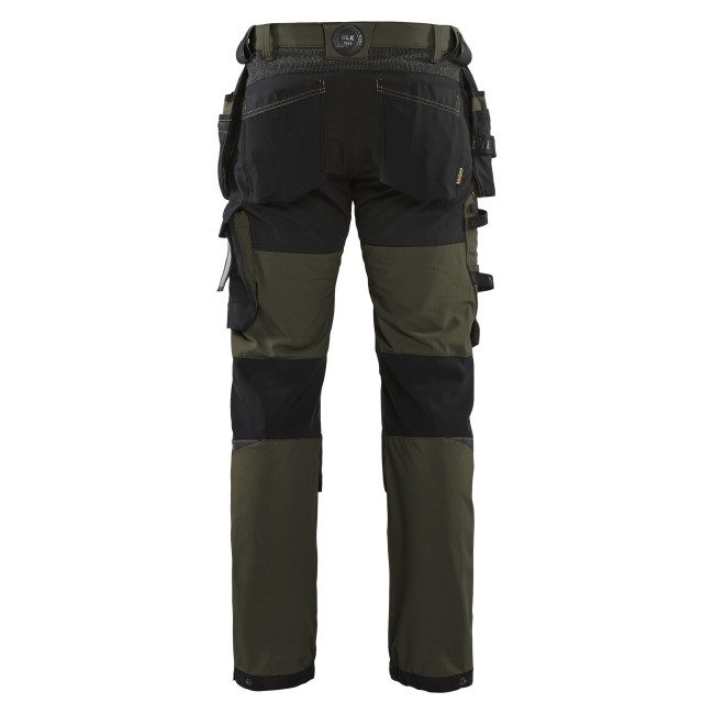 Spodnie rzemieślnicze stretch 4D Khaki Zielony/Czarny - Blaklader