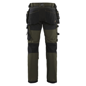 Pantalon artisan stretch 4D Vert Kaki/Noir - Blaklader