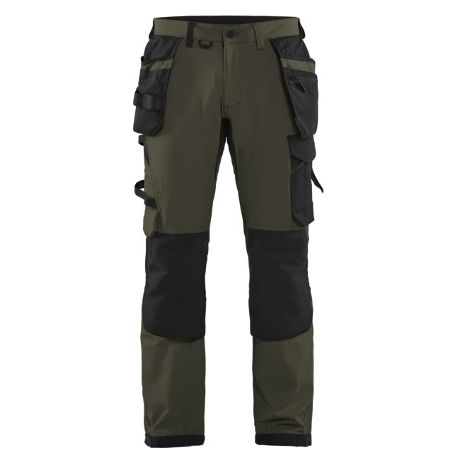 Spodnie rzemieślnicze stretch 4D Khaki Zielony/Czarny - Blaklader