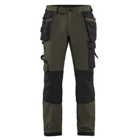 Pantalon artisan stretch 4D Vert Kaki/Noir - Blaklader