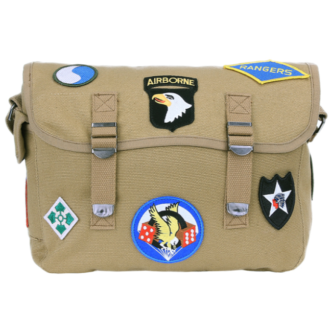 Leinwand-Umhängetasche mit Emblemen des Zweiten Weltkriegs Coyote - Fostex