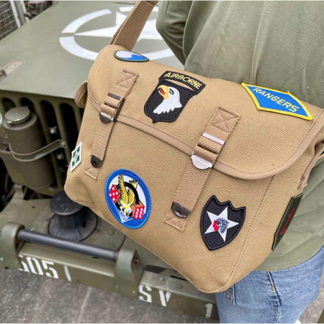 Sac bandoulière en toile emblèmes seconde guerre mondiale coyote - Fostex