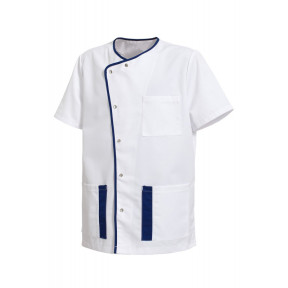 Tunique homme Lilian anti-bactérienne Blanc/Marine - Hasson