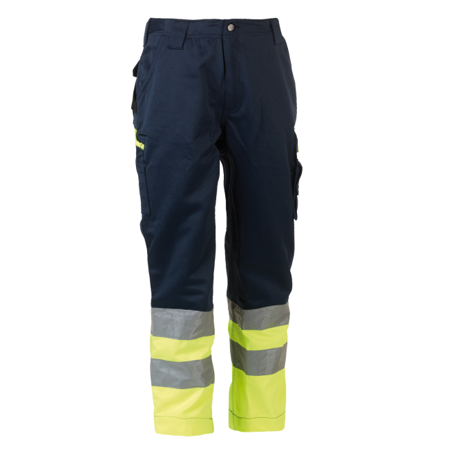 Werkbroek hoge zichtbaarheid Olympus Marineblauw en geel - Herock