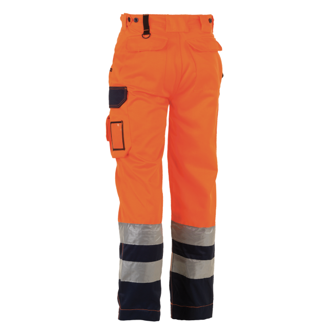 Pantalon de travail haute visibilité Olympus Orange et bleu marine - Herock