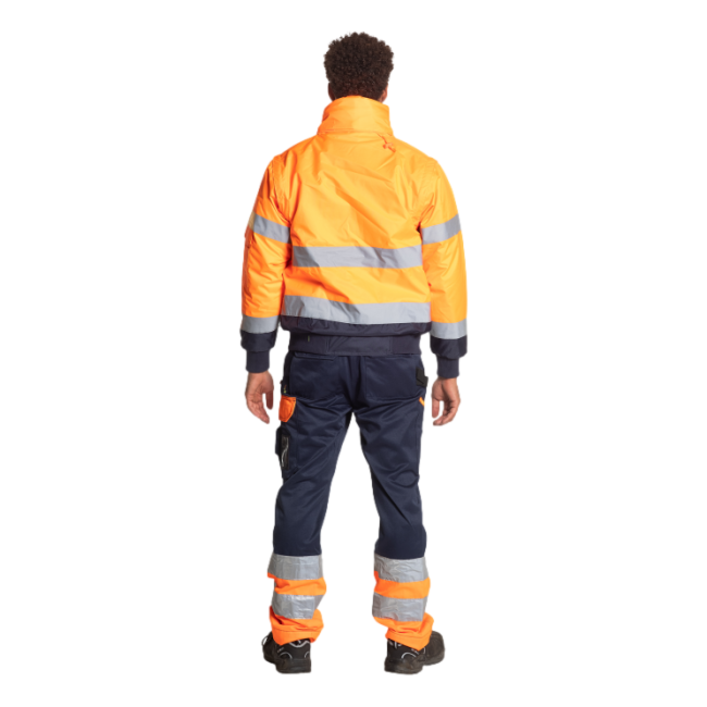 Warnschutz-Arbeitshose Olympus Marineblau und orange - Herock