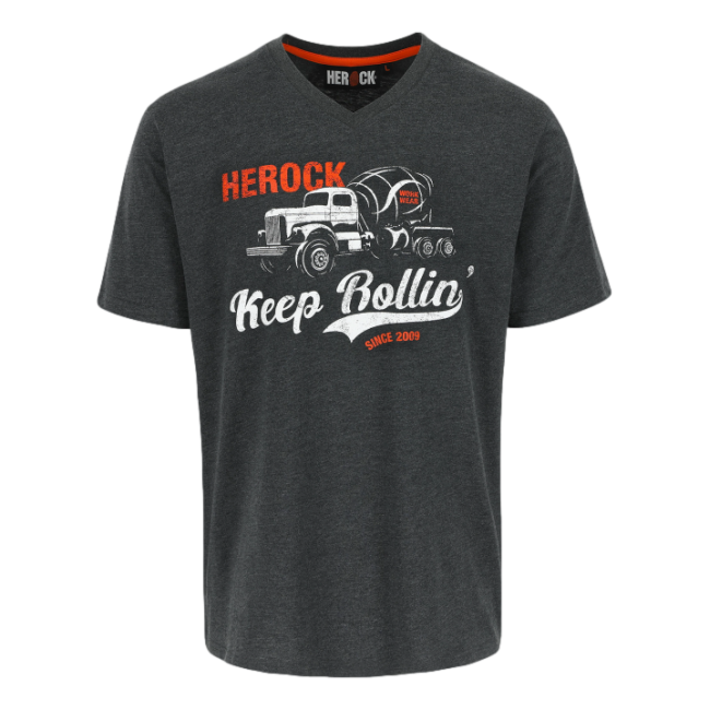 Kurzarm T-Shirt Rollin Dunkelgrau meliert - Herock