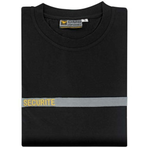 T-shirt Sécurité szara taśma złoty haft