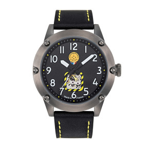 Herren-Automatikuhr mit schwarzem Lederarmband Tarmac 701 M23 - Patrouille de France