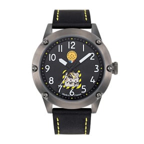 Herren-Automatikuhr mit schwarzem Lederarmband Tarmac 701 M23 - Patrouille de France