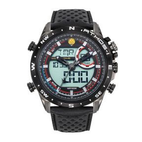 Montre homme chrono alarme ATHOS 1 cuir noir - Patrouille de France