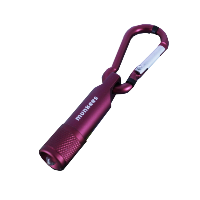Karabiner mit LED-Taschenlampe Rot - Munkees