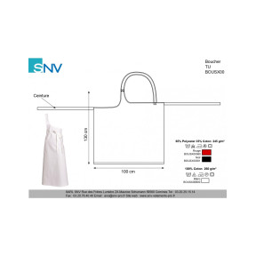 Tablier Boucher en polyester et coton rouge - SNV