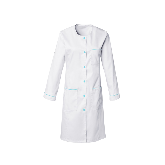 Blouse femme manches réglables Ariana Blanc et bleu pacifique - SNV